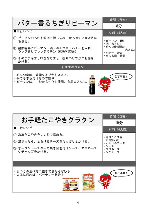 三行レシピ集