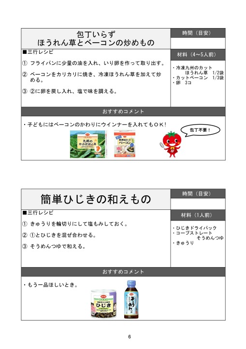 三行レシピ集