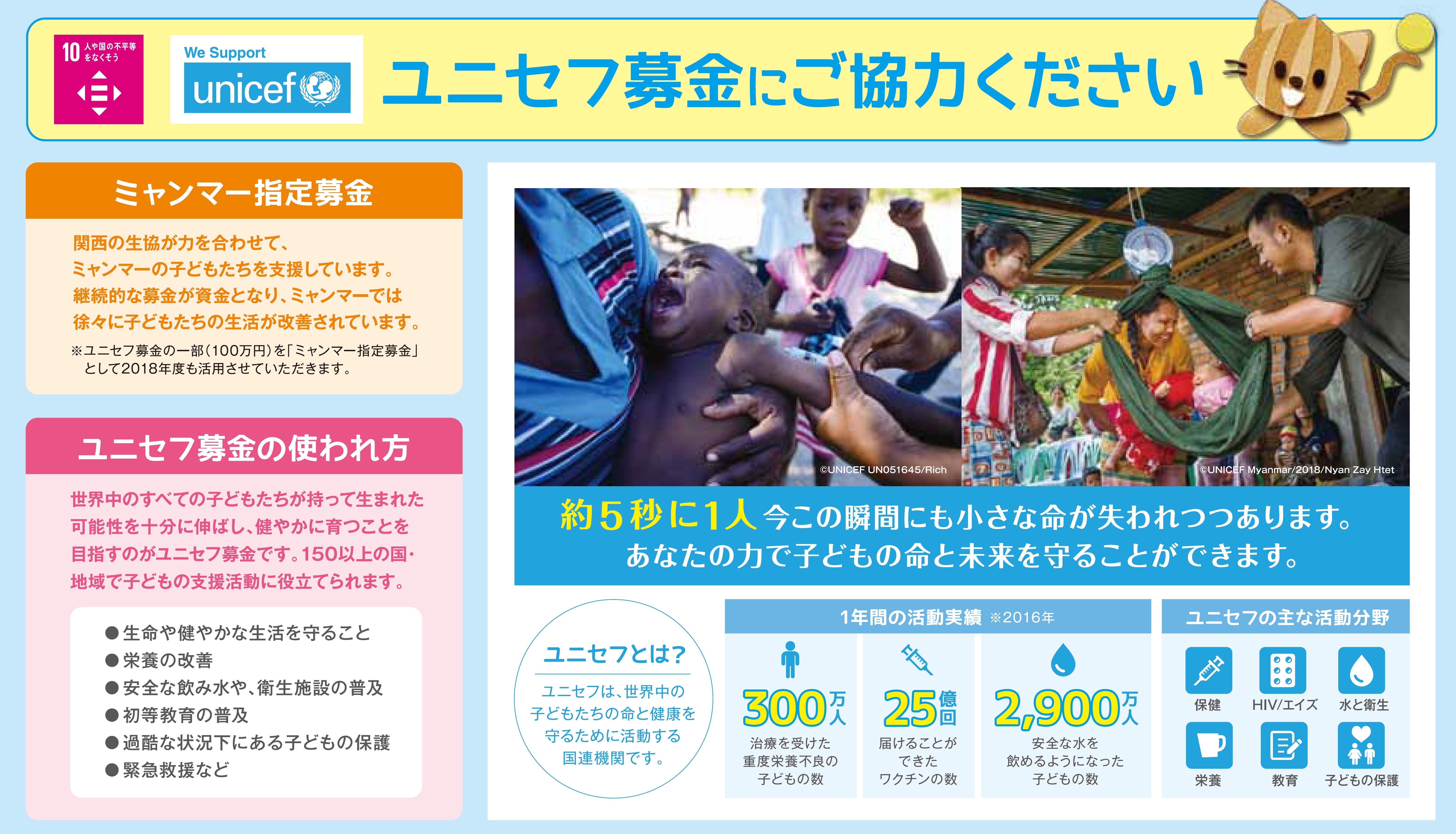 18年度ユニセフ募金 緑の募金の結果のご報告 大阪いずみ市民生活協同組合 大阪いずみ市民生活協同組合