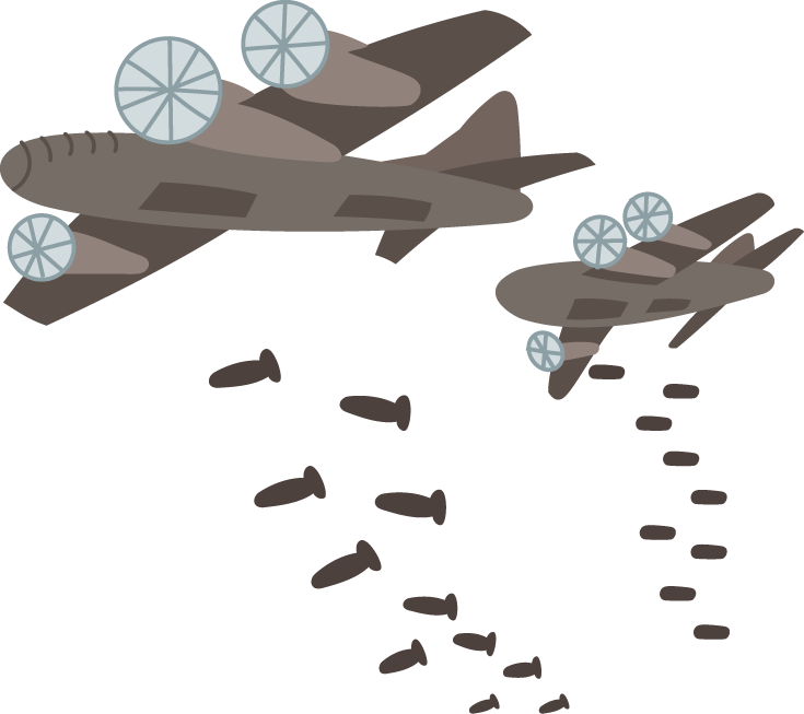焼夷弾を落とす戦闘機