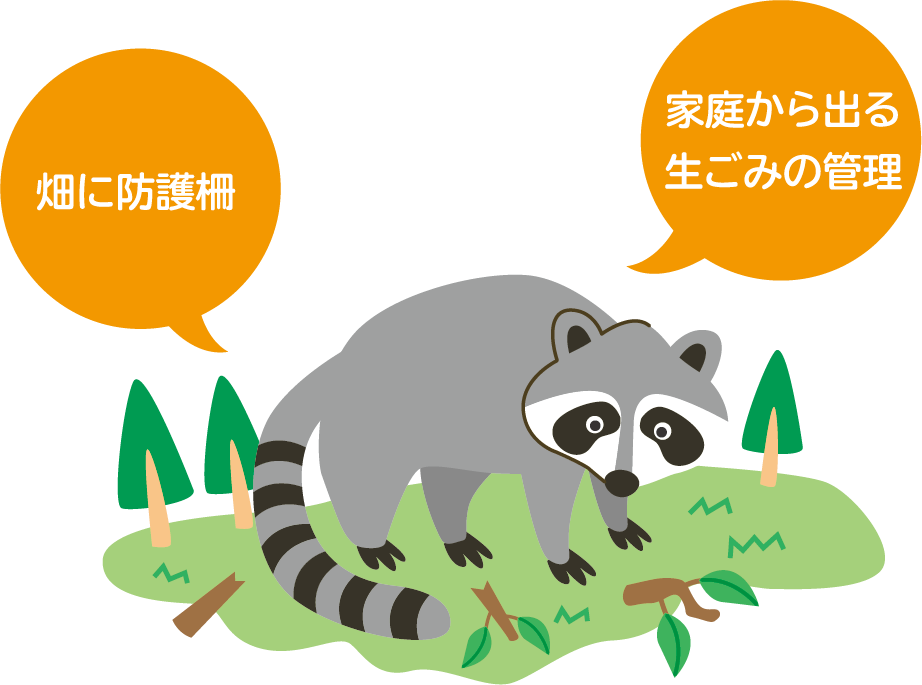 畑に防護柵 家庭から出る生ごみの管理