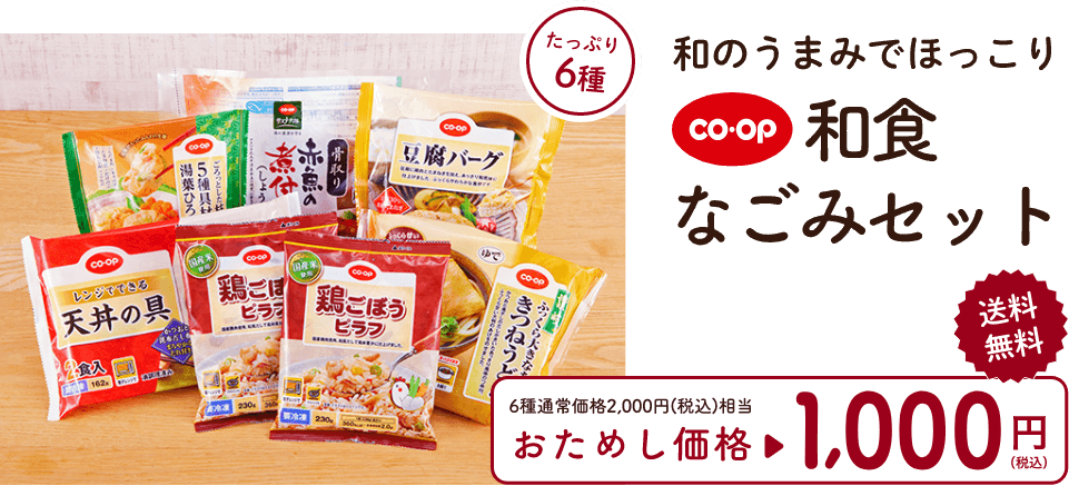 たっぷり 6種 和のうまみでほっこり co.op 和食なごみセット 送料無料 6種通常価格2,000円(税込)相当おためし価格1,000円（税込）