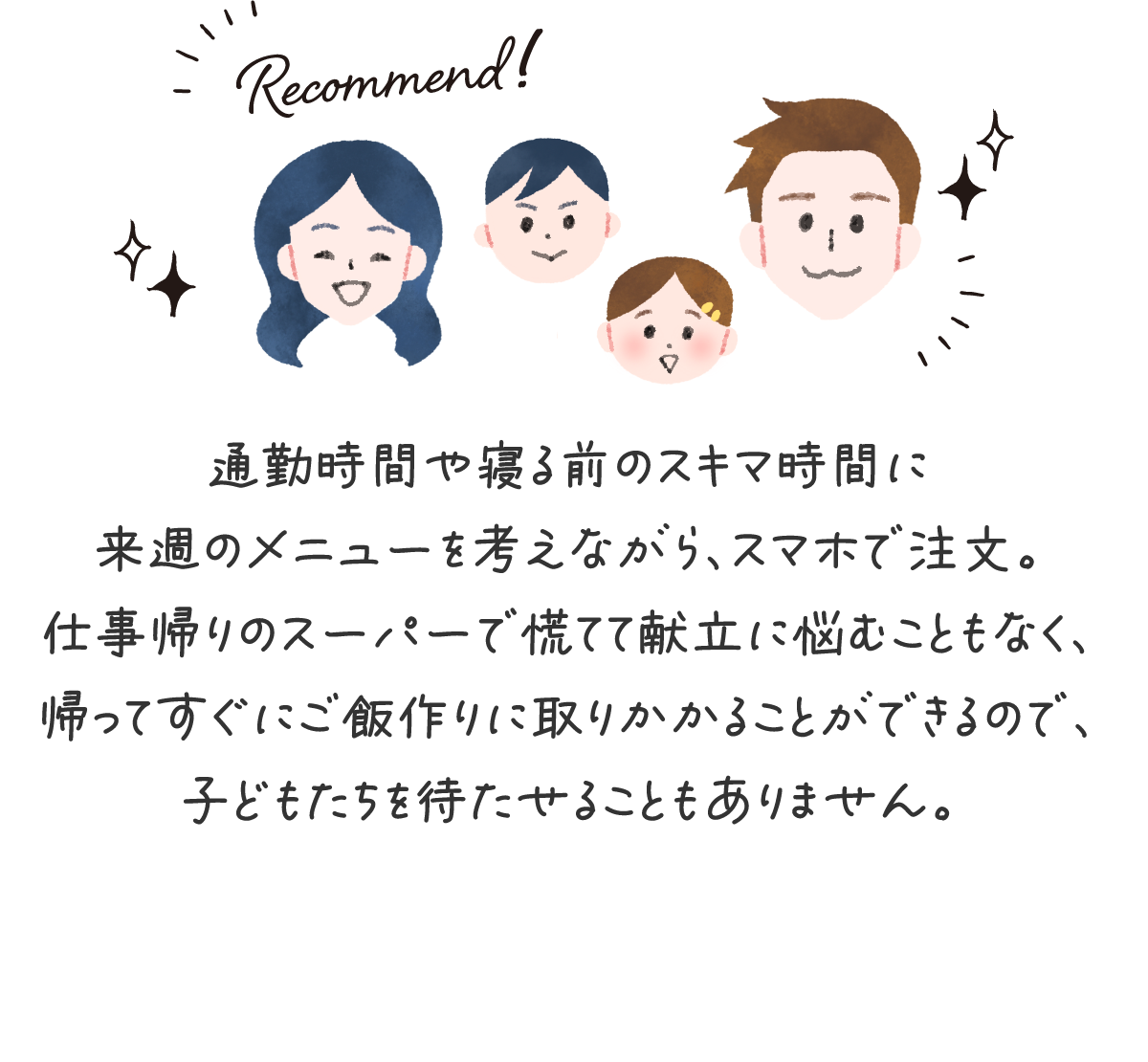 3日分の晩ごはんがコープの買い物だけで完成。献立ストレスから少し解放されそう！夫もスマホから注文できるし、里帰り中は好きなものを注文してもらおうかな。3,000円以上で宅配サービス料も無料になるし、産後も安心☆（赤ちゃんサポート適用の場合）