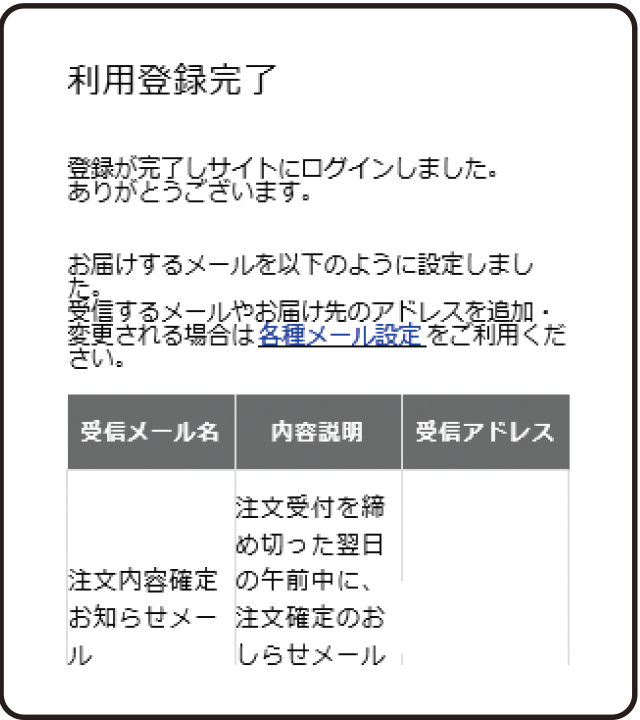 利用登録の完了